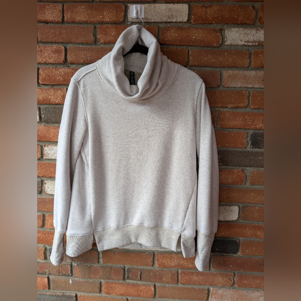 90 degrees cowl neck pullover sweatshirt, sleeves with thumb holes. Size M
